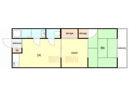 東峰レジデンス(2DK/3階)の間取り写真