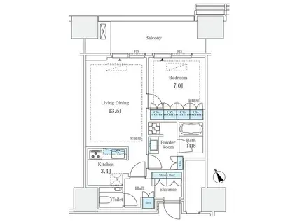 麻布台ヒルズレジデンスB(1LDK/9階)の間取り写真