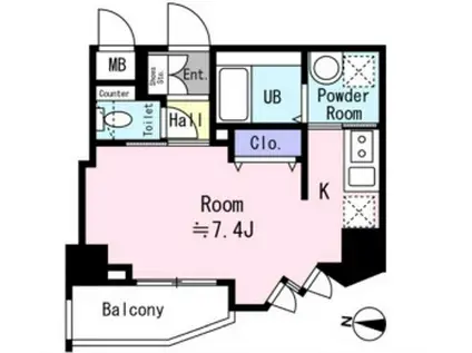 エスリード中山手 県庁前(1K/8階)の間取り写真
