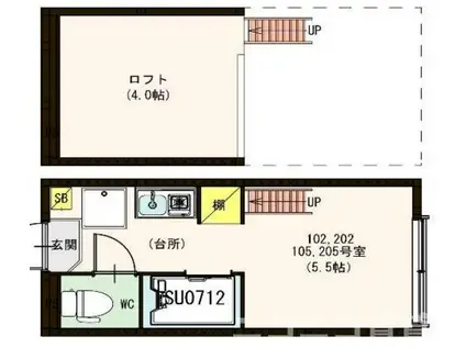 ハーモニーテラス東高円寺V(ワンルーム/1階)の間取り写真