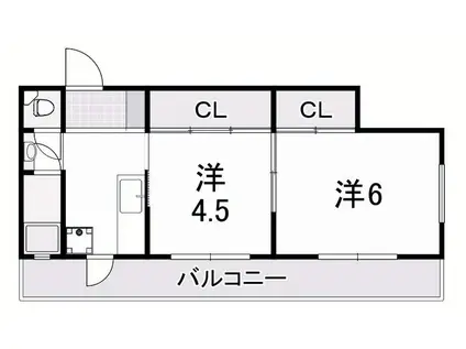 マンション富士(2K/2階)の間取り写真