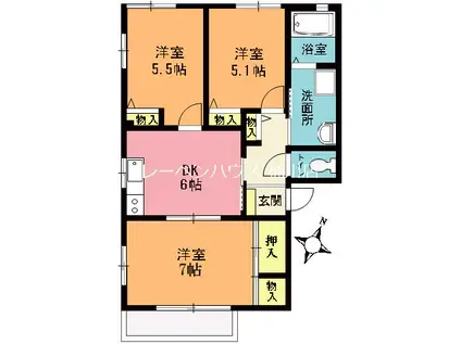 ベストハイツ(3DK/1階)の間取り写真