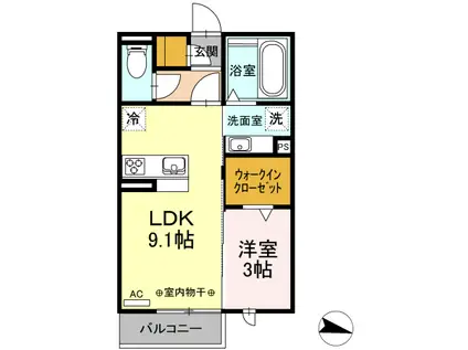 セントラル小牧(1LDK/2階)の間取り写真