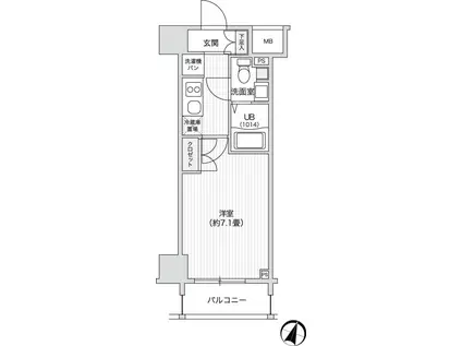 レジディア笹塚II(1K/14階)の間取り写真