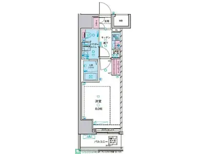 ジェノヴィア浅草IIスカイガーデン(1K/7階)の間取り写真