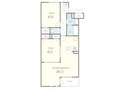 ユリイカ大秋(2LDK/2階)の間取り写真