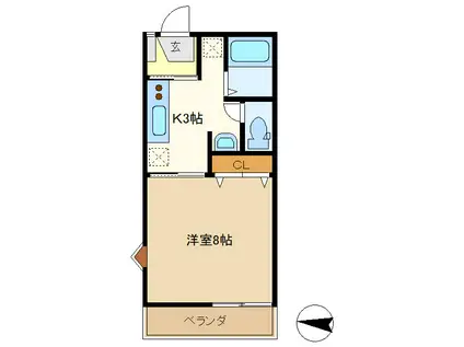 メゾン豊D(1K/1階)の間取り写真