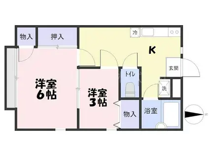 ユピテル(2K/2階)の間取り写真