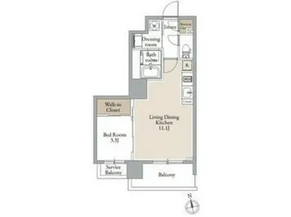 ドゥーエ仙台イーストIII(1LDK/12階)の間取り写真