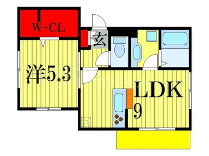 プランドール(1LDK/1階)の間取り写真