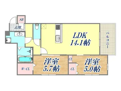グロワール ヒロ(2LDK/2階)の間取り写真