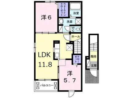 フルール(2LDK/2階)の間取り写真