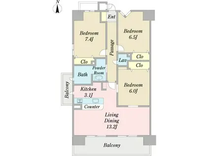 プロシード新瑞橋(3LDK/5階)の間取り写真