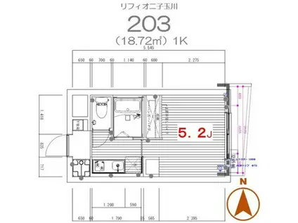 リフィオ二子玉川(1K/4階)の間取り写真