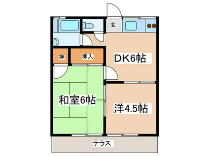 ルミネ高橋(2DK/1階)の間取り写真