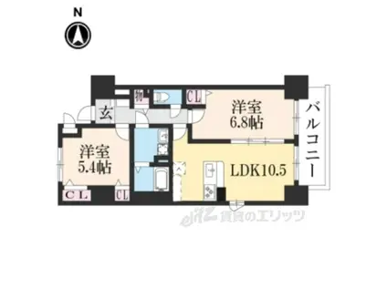 シエラコート(2LDK/4階)の間取り写真