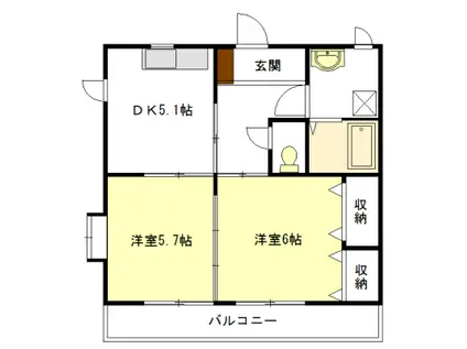 上浜町・パレス(2DK/1階)の間取り写真