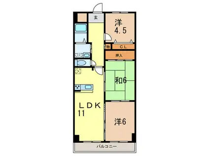 ルファール夙川(3LDK/1階)の間取り写真