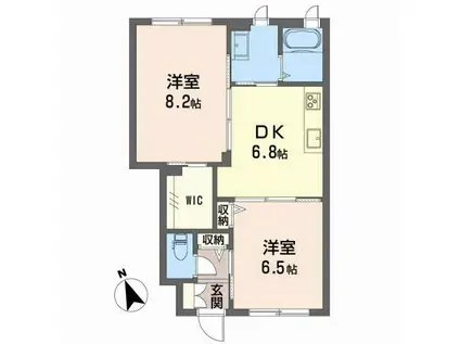 プレミアス東野(2DK/1階)の間取り写真