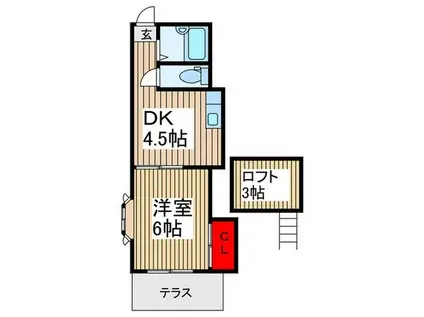 フローラ(1DK/1階)の間取り写真