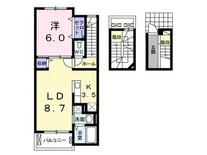 プラティーヌ I(1LDK/3階)の間取り写真