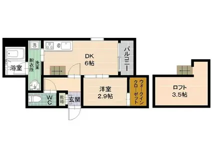 ソレイユ別府(1DK/1階)の間取り写真