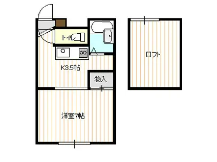 ドミール1・2(1K/1階)の間取り写真