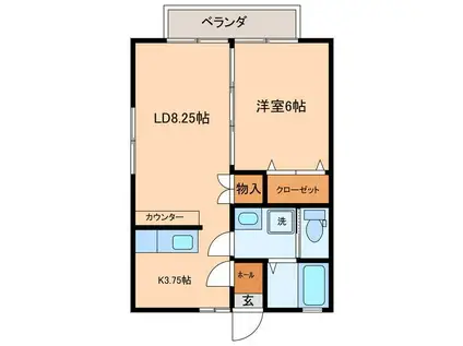 テレジアコーポ(1LDK/2階)の間取り写真