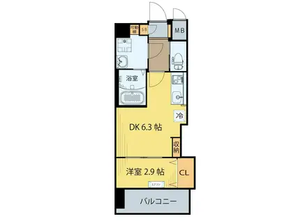 クラウド泉中央イースト(1DK/1階)の間取り写真