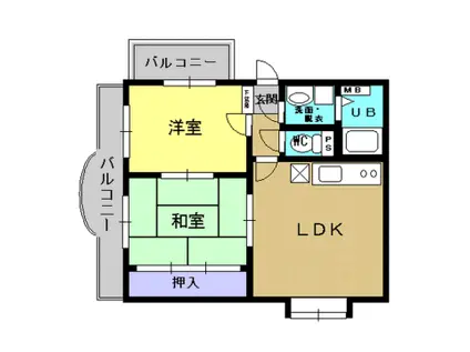 コーポラス門前(2LDK/1階)の間取り写真