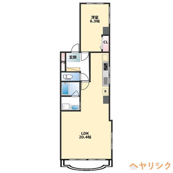 守山グリーンハイツ(1LDK/4階)の間取り写真