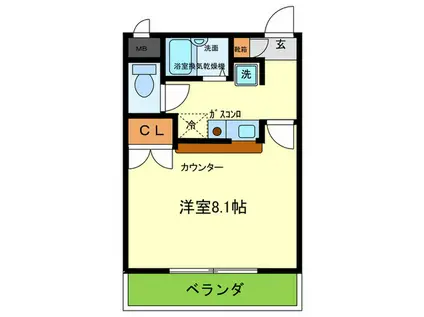 エスペランサ(1K/1階)の間取り写真