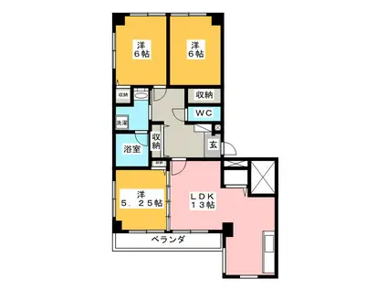 フローラハイム(3LDK/1階)の間取り写真