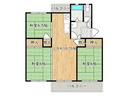 泉北槇塚台6号棟(3LDK/1階)の間取り写真
