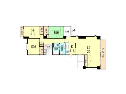芦屋緑1 1号棟(3LDK/5階)の間取り写真