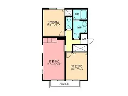 ソシア落合B(2DK/2階)の間取り写真