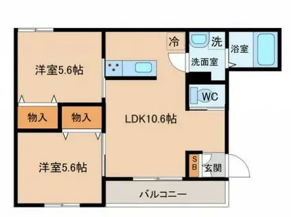 MYS PLACE(2LDK/2階)の間取り写真