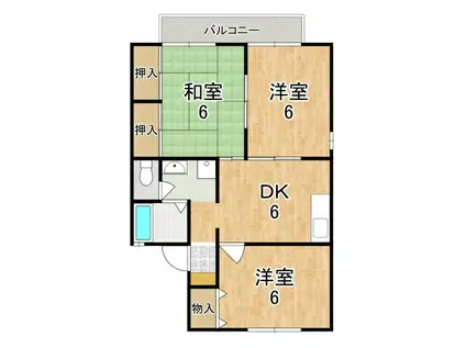 グリーンハイツII号館(3DK/2階)の間取り写真