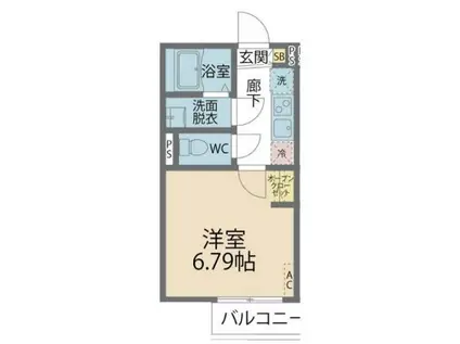 カインドネス本厚木ガーデンI(1K/1階)の間取り写真