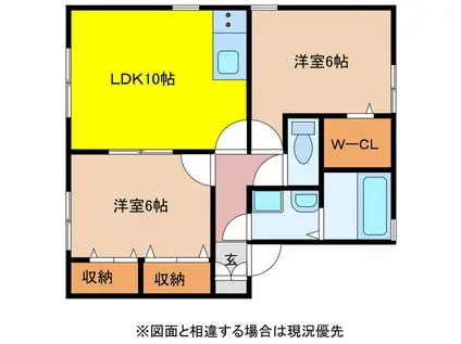 グロワール玖島 I(2LDK/2階)の間取り写真