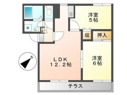 ボヌール(2LDK/1階)の間取り写真