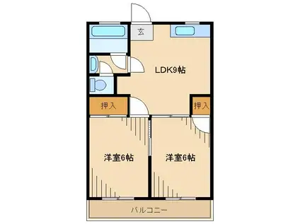 高橋マンションA棟(2LDK/3階)の間取り写真