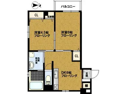 スターマンション(2DK/2階)の間取り写真