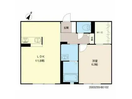 ガーベラ B棟(1LDK/2階)の間取り写真