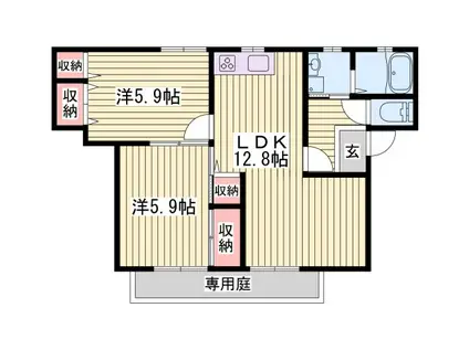 マインドハイツ辻井A棟(2LDK/1階)の間取り写真