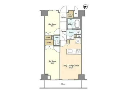 市谷台町坂フロント(2LDK/5階)の間取り写真