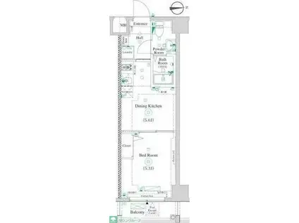 アンベリール マーロ北綾瀬I(1DK/4階)の間取り写真