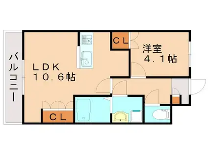 ボーベルメゾン(1LDK/1階)の間取り写真