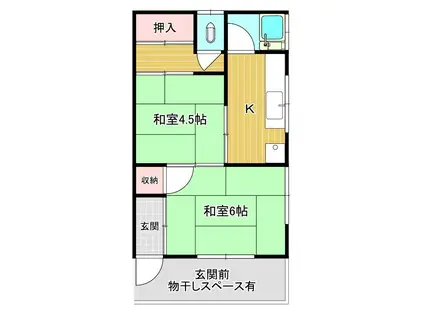 コーポ松本(2K/2階)の間取り写真