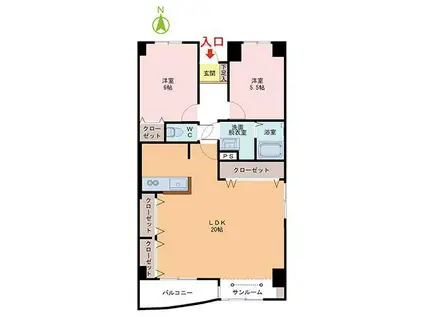 ロイヤルコンフォート(2LDK/2階)の間取り写真